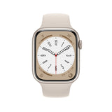 Refurbished Apple Watch Series 8 - 45mm Starlight Aluminium Case with White Sport Band.
