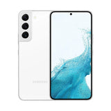 Refurbished Samsung Galaxy S22+ in Phantom White with vibrant display.