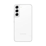 Refurbished Samsung Galaxy S22+ in Phantom White with vibrant display.