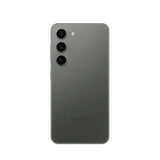 Refurbished Samsung Galaxy S23 in green with triple camera system.