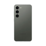 Refurbished Samsung Galaxy S23+ in green with triple camera on back.
