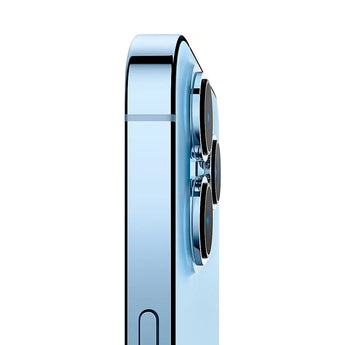Refurbished iPhone 13 Pro Max in Sierra Blue with advanced A15 Bionic chip.
