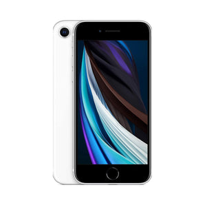 Refurbished iPhone SE (2020) White, professionally inspected, compact design.