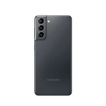 Refurbished Samsung Galaxy S21 in Phantom Gray, showcasing sleek design and performance.