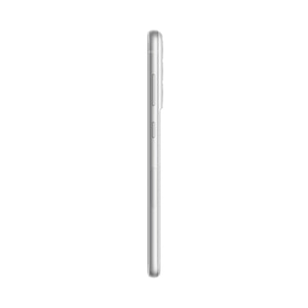 Refurbished Samsung Galaxy S22+ in Phantom White side view showing sleek design.