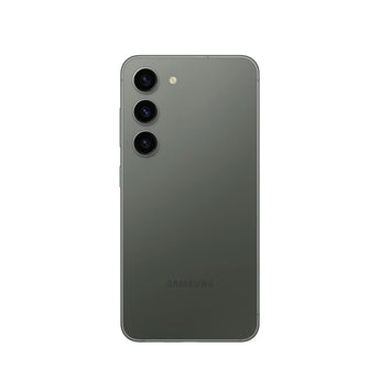 Refurbished Samsung Galaxy S23 in green with triple camera system.